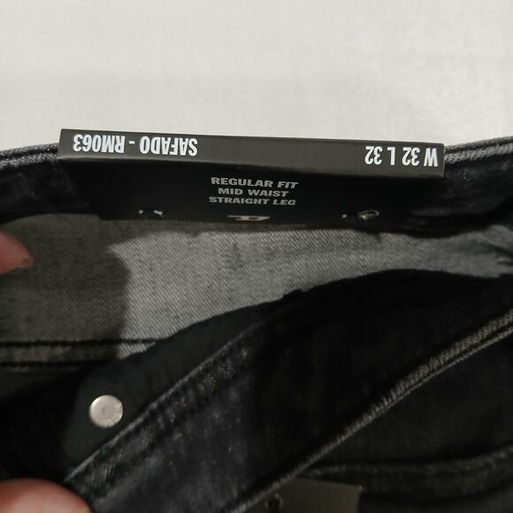 DIESEL Jeans Mens 32x32 Safado X Straight Black NWT RM063 Button Fly - Picture 6 of 16